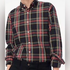 J CREW Stewart Tartan Plaid Button Up Shirt Men XL Slim Untucked Flex Washed NEW